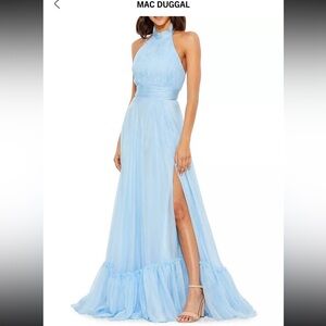 Mac Duggal Sky Blue Halter Prom Dress size 0